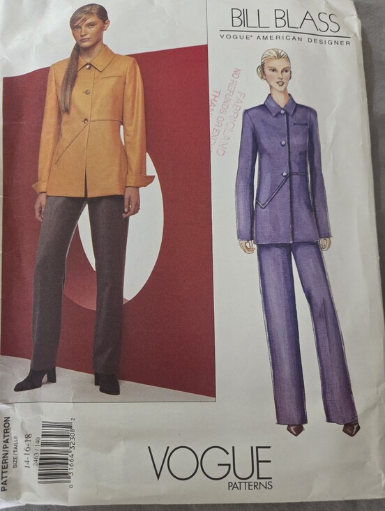 Vogue Other - Vogue American Designer Bill Blass Sewing Pattern 2463